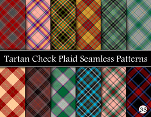 Set Tartan Plaid Scottish Seamless Pattern