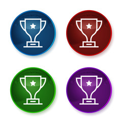 Trophy icon shiny round buttons set illustration