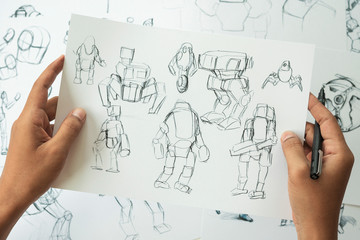 Wall Mural - animator designer development designing drawing sketching development creating graphic pose characte