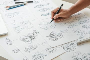 Wall Mural - animator designer development designing drawing sketching development creating graphic pose characte