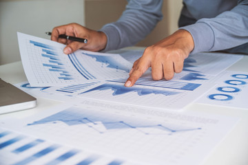Fototapete - businessman working data document graph chart report marketing research development  planning management strategy analysis financial accounting. Business  office concept.