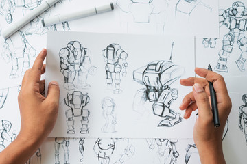Wall Mural - animator designer development designing drawing sketching development creating graphic pose characte