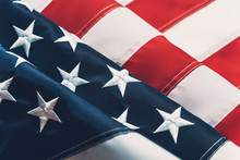 American Flag Or United States Of America National Flag Background, Close Up