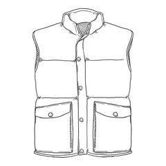 Sticker - Vector Sketch Down Vest.