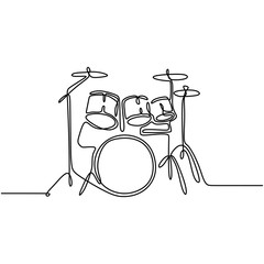 Wall Mural - one line drawing drum music instrument vector illustration minimalist design