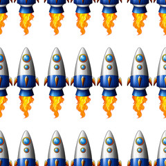 Wall Mural - Seamless pattern tile cartoon with rocket