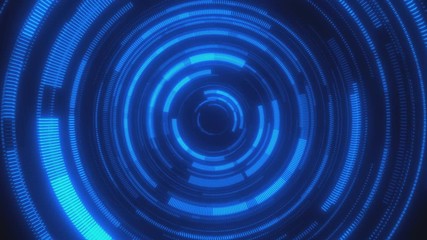 Poster - Looped animation. Abstract background with moving through bright circles in red and blue color. Modern colorful wallpaper. 3d rendering.
