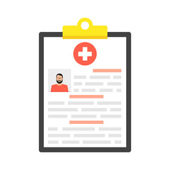 Poster - Medical clipboard with male icon.  Flat cartoon style. Vector illustration.