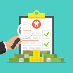 Poster - Dental insurance, dental care concept. Medical clipboard. Vector illustration.