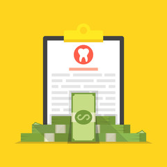 Poster - Dental insurance, dental care concept. Medical clipboard. Vector illustration.