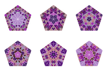 Poster - Isolated geometrical abstract triangle mosaic pentagon logo template set - colorful geometric polygonal vector elements