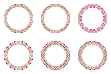 Poster - Geometrical floral round border set - abstract circular vector elements on background