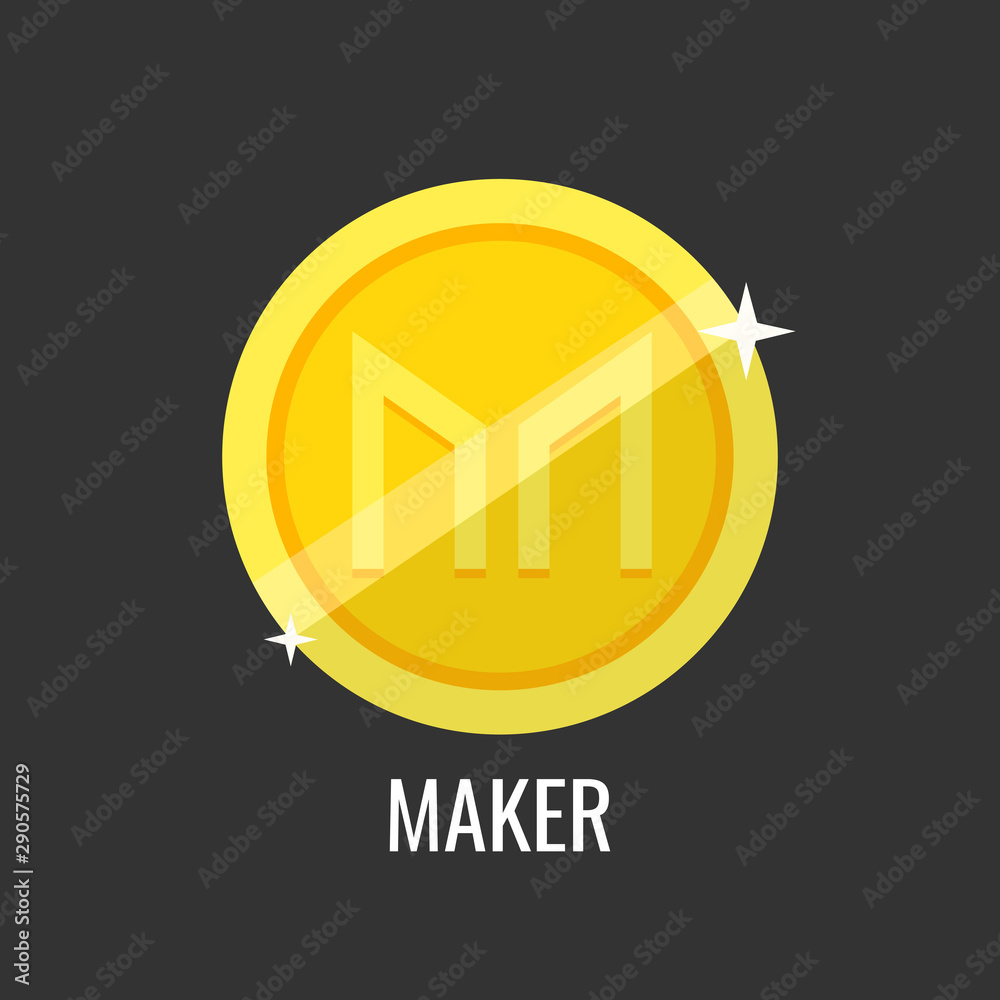 Maker gold coin icon. Sign payment symbol. Crypto currency, virtual ...