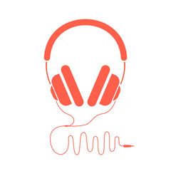 Poster - Headphones in flat style. Vector illustration.