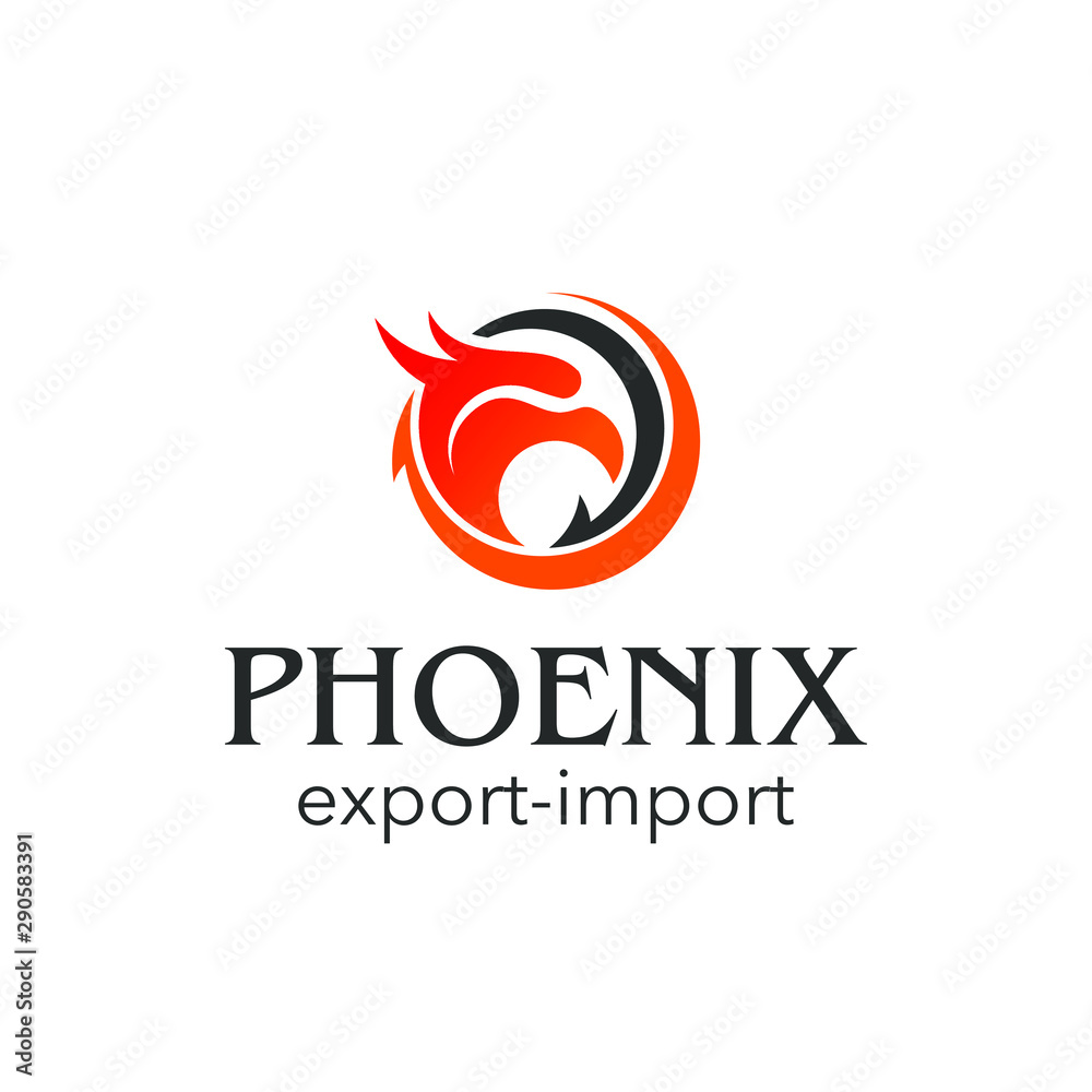 phoenix logo simple round bird export import icon design idea Stock ...