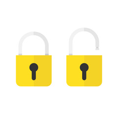 Poster - Lock open and lock closed. Concept password, blocking, security. Icon for web and mobile application. Vector illustration.