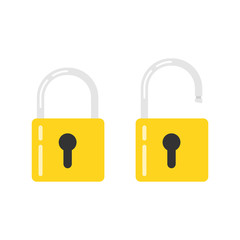 Poster - Lock open and lock closed. Concept password, blocking, security. Icon for web and mobile application. Vector illustration.