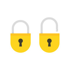 Poster - Lock open and lock closed. Concept password, blocking, security. Icon for web and mobile application. Vector illustration.
