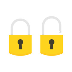 Poster - Lock open and lock closed. Concept password, blocking, security. Icon for web and mobile application. Vector illustration.