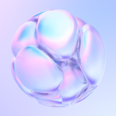 Aufkleber - Abstract holographic liquid bubbles 3D shapes. Fluid trendy design element for posters and banners. 3d rendering.