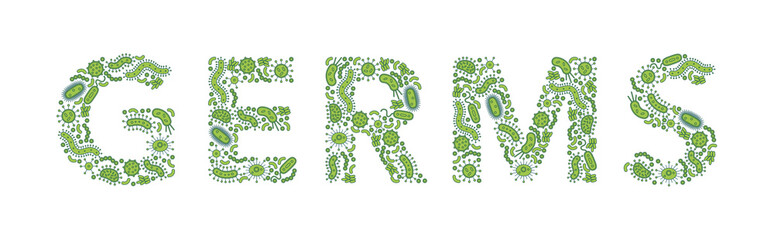 Wall Mural - Green germs / bacteria spelling the word Germ - Vector illustration