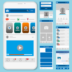 Poster - Social network Mock up, post frames and other pages vector illustration.
