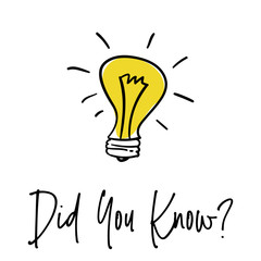 Poster - Did You Know with Bulb Icon. did you know hand drawn text with bulb. Vector Illustration