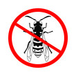 Stop insect wasp, black wasp silhouette. A stinging insect, an insect pest. Flat design. Vector