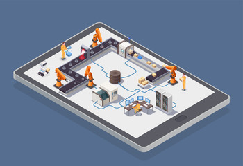 Wall Mural - Smart Industry Isometric Composition