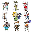 © greenpicstudio - Set of puppets, marionettes and puppet masters vector illustration