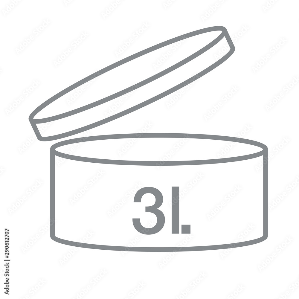 3 Liters l sign (l-mark) estimated volumes milliliters (ml) Vector ...