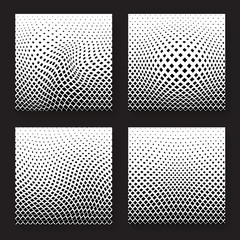 Aufkleber - Set of geometric halftone warped patterns vector design.