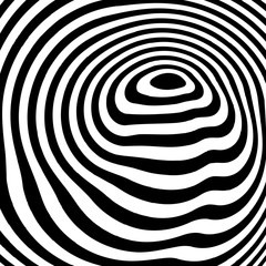 Aufkleber - Abstract optical illusion background vector design. Psychedelic striped black and white backdrop. Hypnotic pattern.