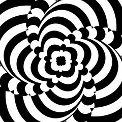 Aufkleber - Abstract optical illusion background vector design. Psychedelic striped black and white backdrop. Hypnotic pattern.