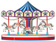 Carousel with white horse on white background