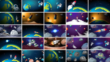 Wall Mural - Large set of different space scenes