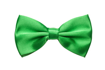 Wall Mural - Green bow tie isolated on white background