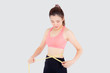 © NT_studio - Beautiful slim young asian woman measuring tape thin waist wear uniform fitness isolated white background, asia girl loss weight for diet with exercise and workout wellbeing and healthy care body.