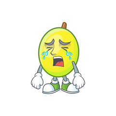 Sticker - Crying gomotega fruit healthy in cartoon mascot