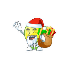 Sticker - Santa with gift gomortega fruit cartoon character mascot style.