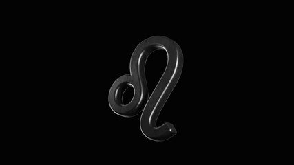 Wall Mural - astrological sign leo of a dark color moving on black background, seamless loop. animation. abstract