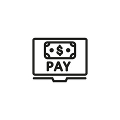 Poster - Internet payment line icon. Screen, online, banknote. Online payment concept. Vector illustration can be used for topics like finance, online shopping, payment