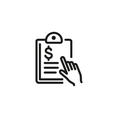 Poster - Mobile banking line icon. Dollar, tablet, hand. Online payment concept. Vector illustration can be used for topics like finance, online shopping, payment