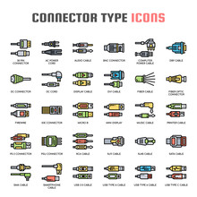 Connector Type , Thin Line And Pixel Perfect Icons