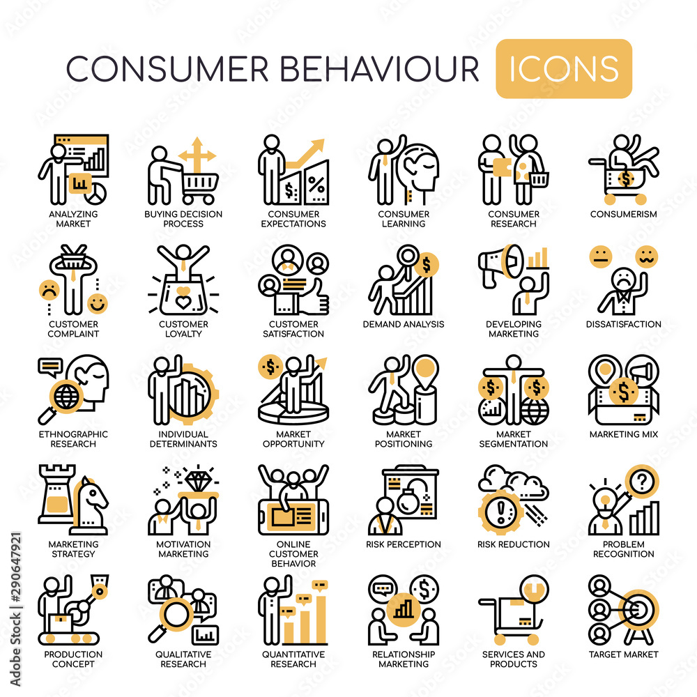Consumer Behaviour , Thin Line and Pixel Perfect Icons Stock Vector ...