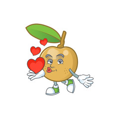 Sticker - With heart fresh longan cartoon on white background