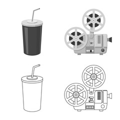 Vector design of television and filming icon. Set of television and viewing stock vector illustration.