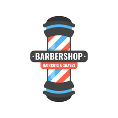 Poster - Vintage BarberShop pole with Barber Sign. Hairdressing saloon logo. Vector illustration.