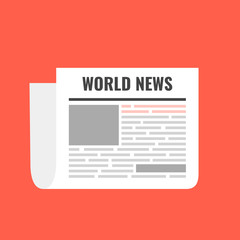 Poster - Newspaper news. World news, daily paper rolled, journal heap, magazine concept. Flat vector illustration.