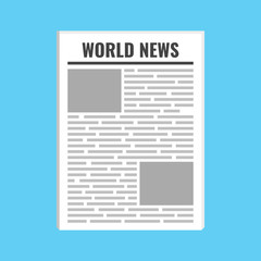 Poster - Newspaper news. World news, daily paper rolled, journal heap, magazine concept. Flat vector illustration.